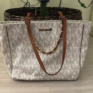 Michael Kors Beige Signature Tote Bag
